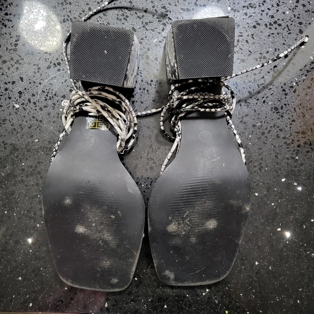 PLT Snake Print Block Heeled Sandals 8.5